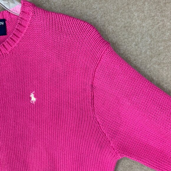 Ralph Lauren Polo Sport 100% Cotton Sweater M Pink Crew Neck Barbie Preppy Y2k - Picture 14 of 14